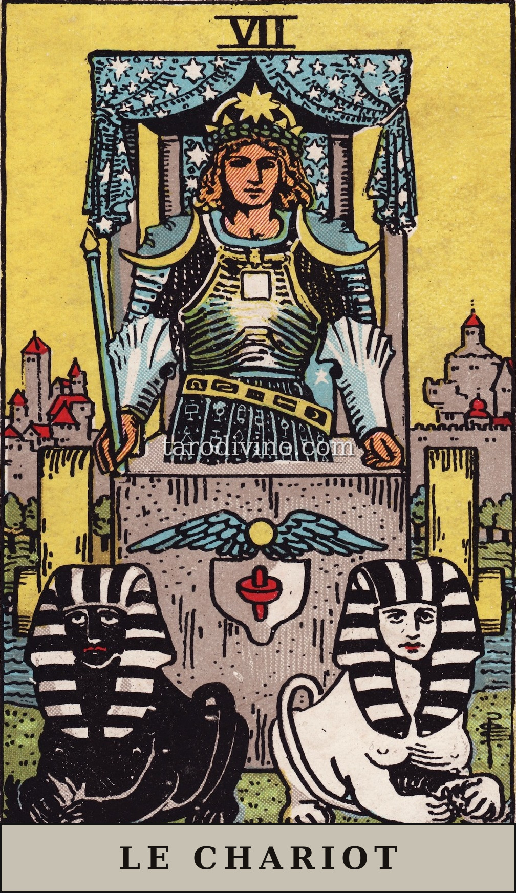 La carte Le Chariot du tarot Rider-Waite-Smith