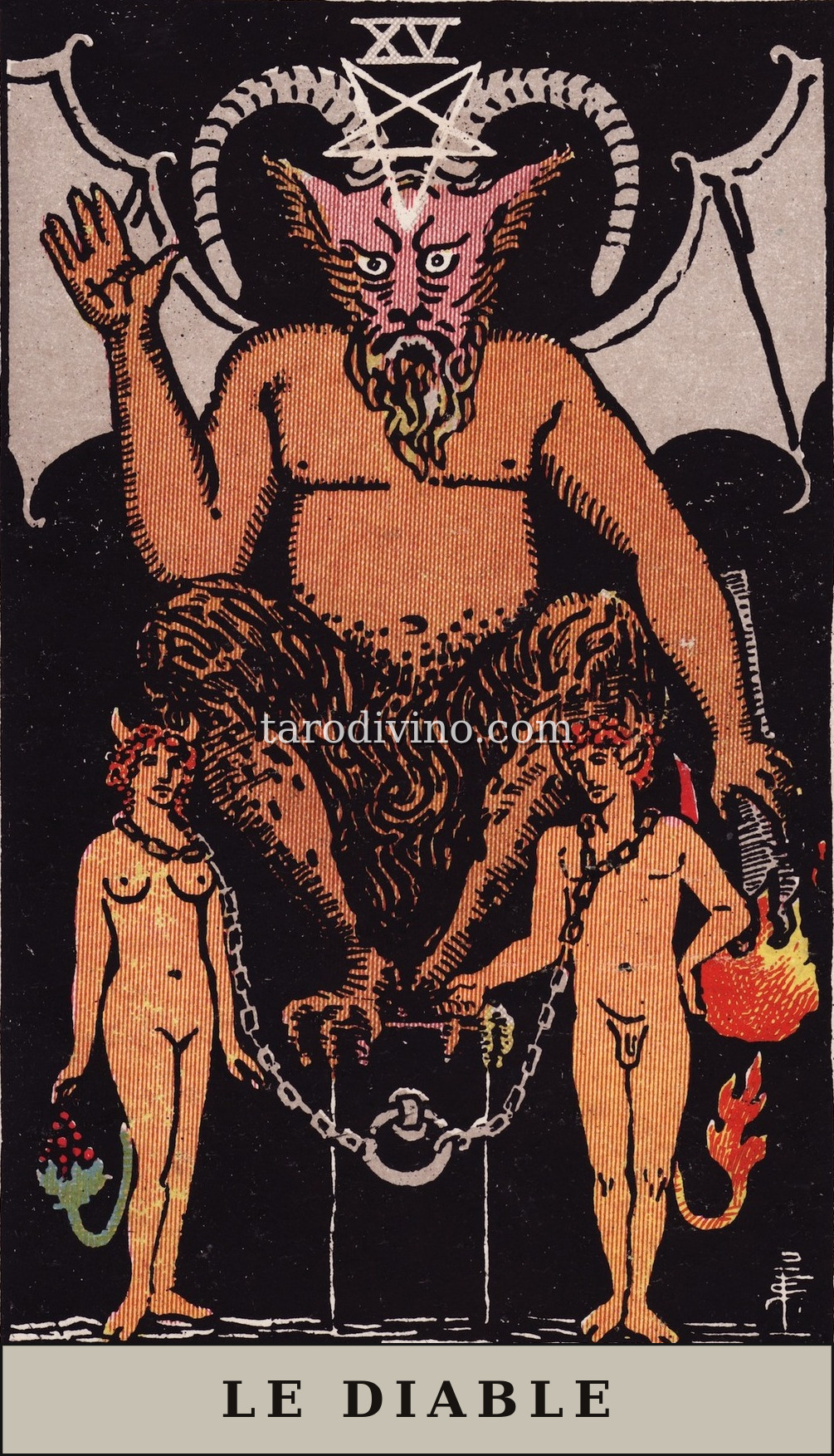 La carte Le Diable du tarot Rider-Waite-Smith