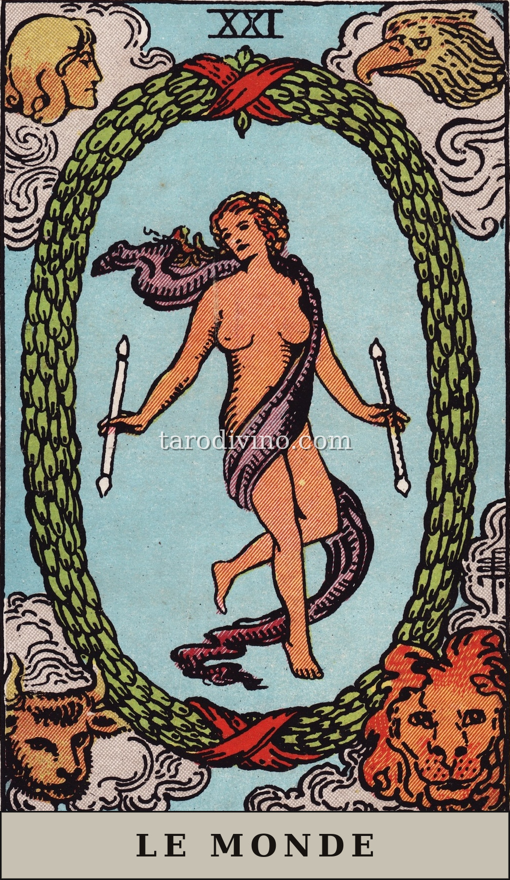 La carte Le Monde du tarot Rider-Waite-Smith