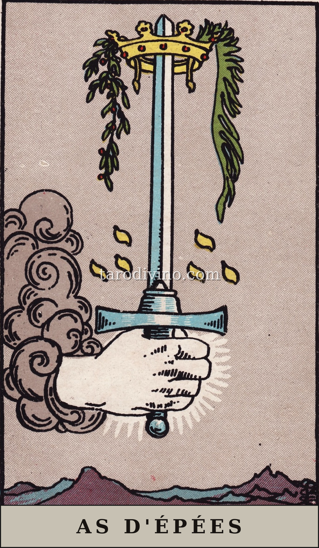 La carte As d'Épées du tarot Rider-Waite-Smith