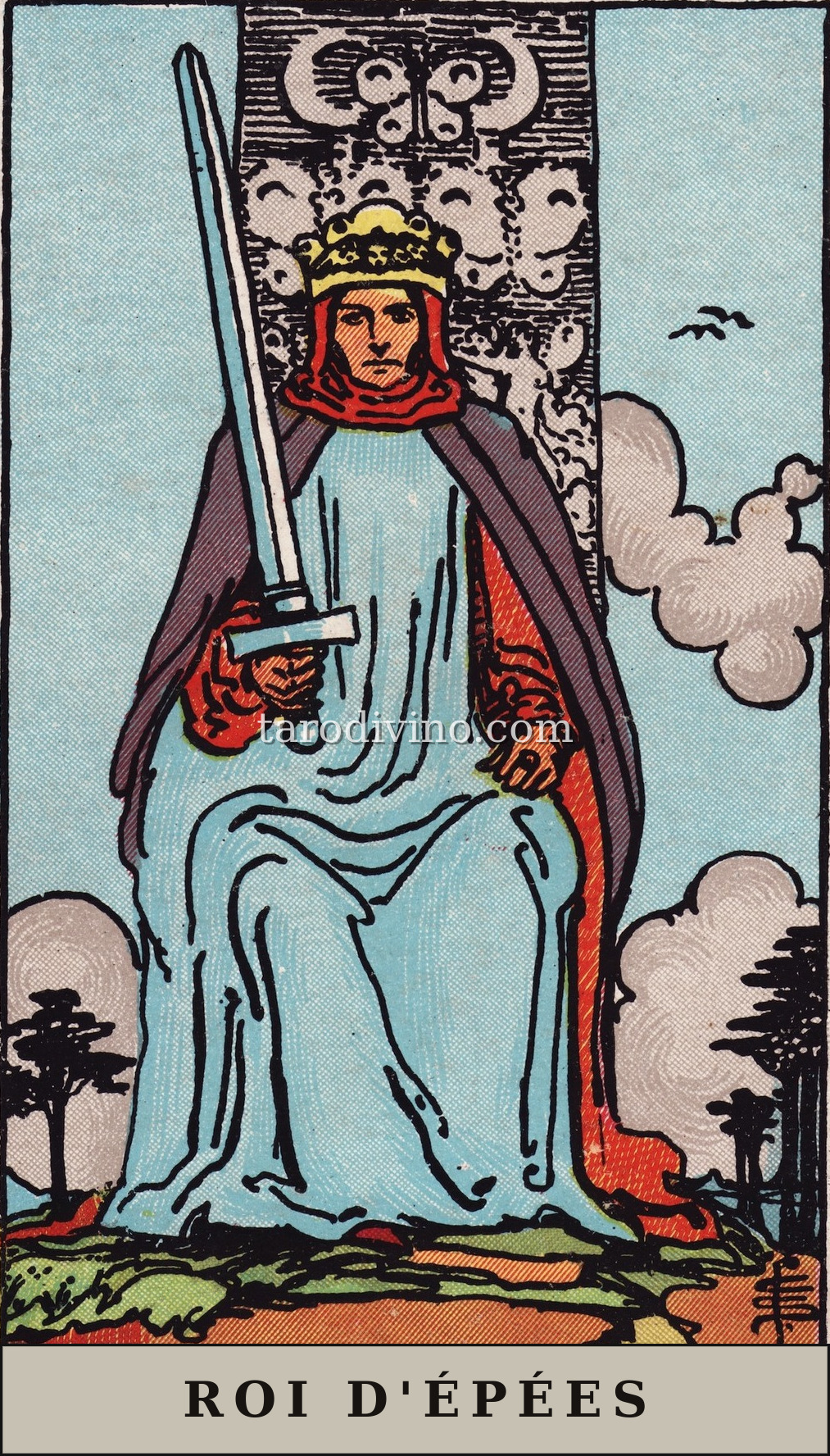 La carte Roi d'Épées du tarot Rider-Waite-Smith
