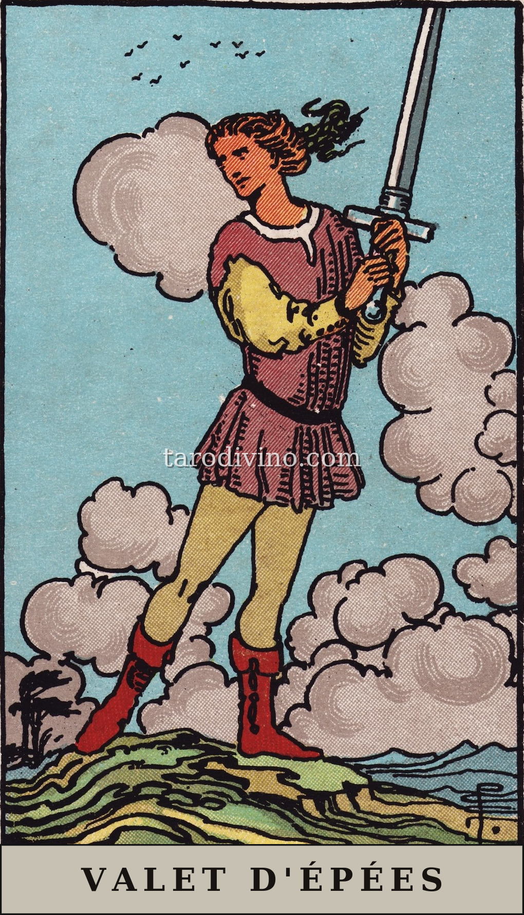 La carte Valet d'Épées du tarot Rider-Waite-Smith
