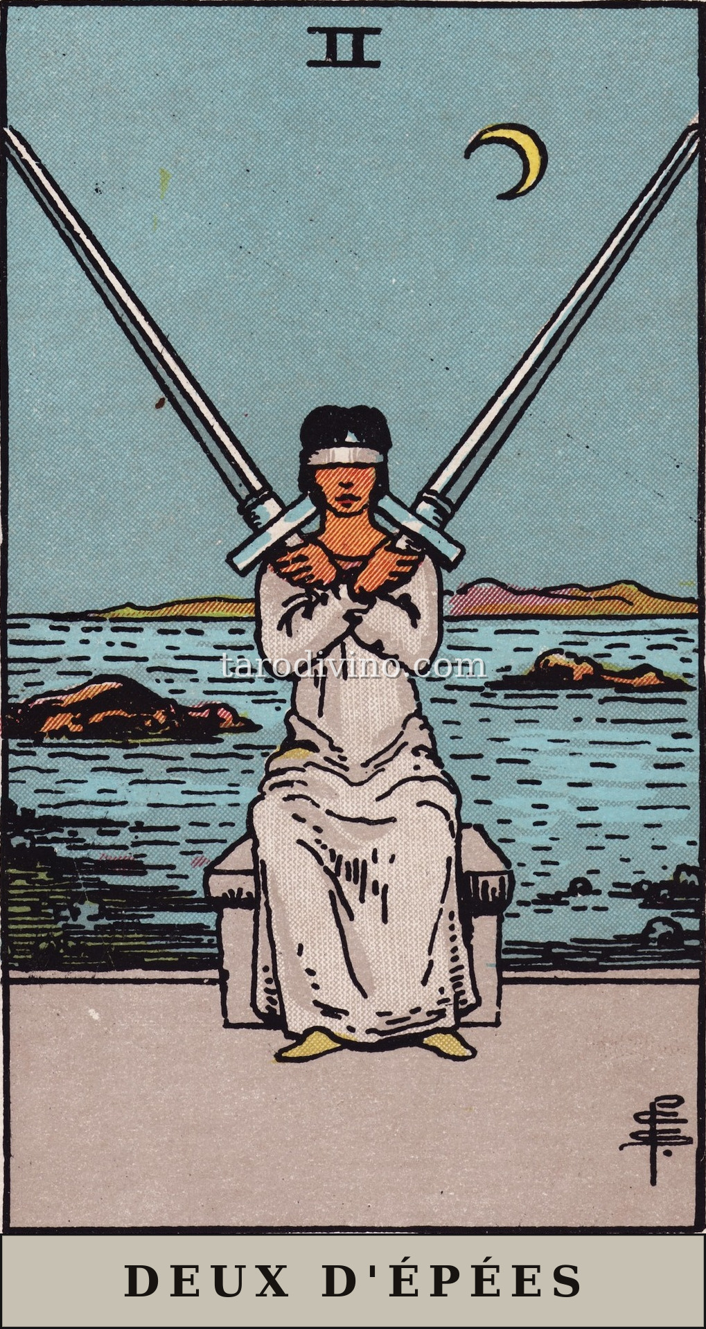 La carte Deux d'Épées du tarot Rider-Waite-Smith