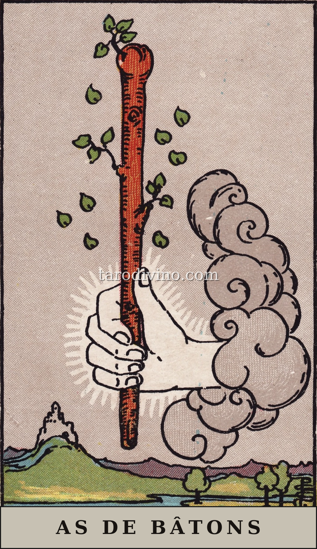 La carte As de Bâtons du tarot Rider-Waite-Smith