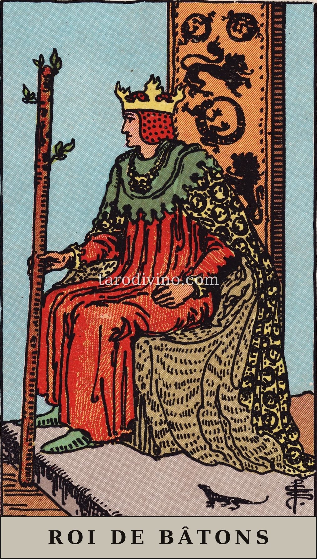 La carte Roi de Bâtons du tarot Rider-Waite-Smith